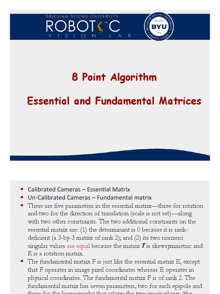 8-Point Algorithm for Essential Matrices | PDF | Matrix (Mathematics ...