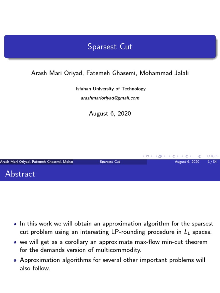 Sparsest Cut Problem Analysis | PDF | Discrete Mathematics | Applied ...