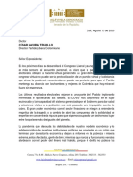 Carta de Luis Fernando Velasco a César Gaviria