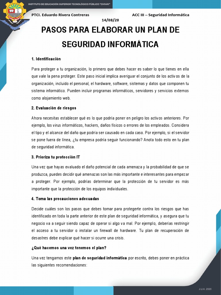 Pasos para un Plan de Seguridad Informática | PDF | La seguridad ...