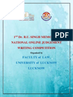 1 Dr. R.U. Singh Memorial National Online Judgement Writing Competition