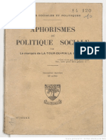 François-René La Tour Du Pin - Aphorismes de Politique Sociale (1930)