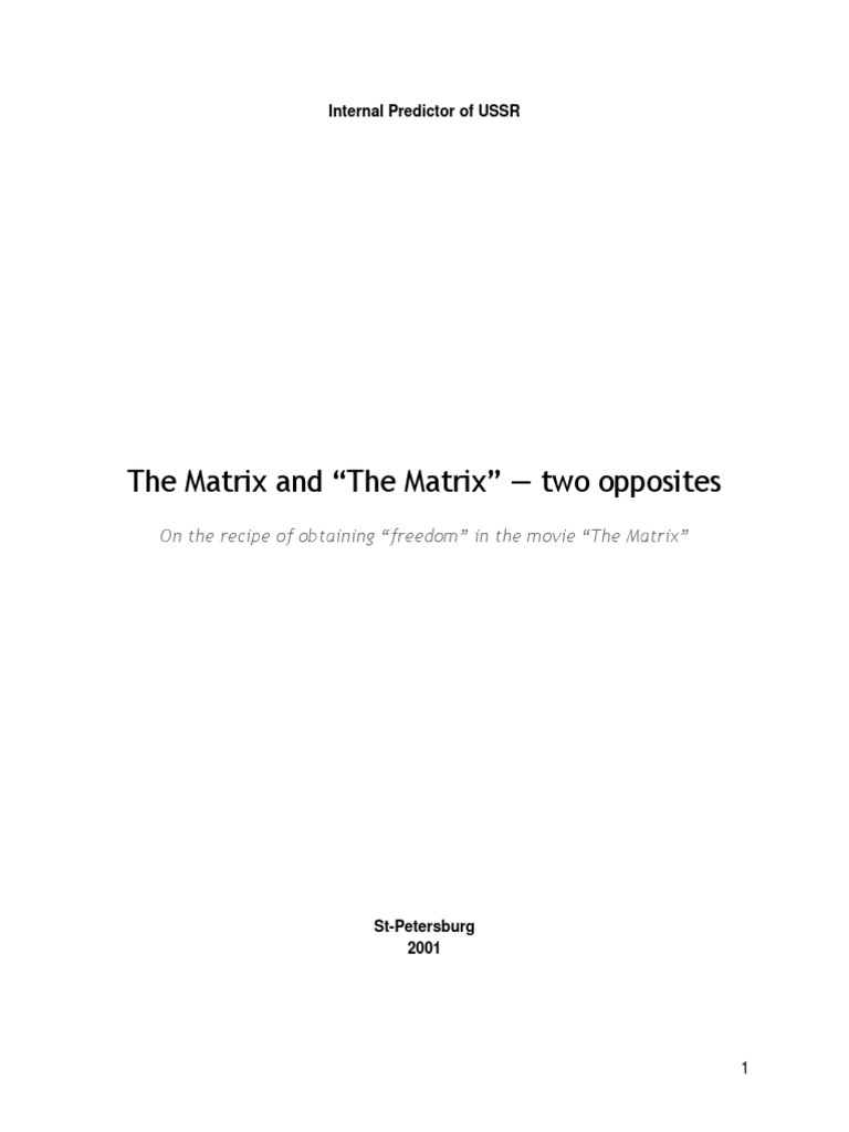 The Matrix and "The Matrix" - Two Opposites | PDF | Matrix (Mathematics ...