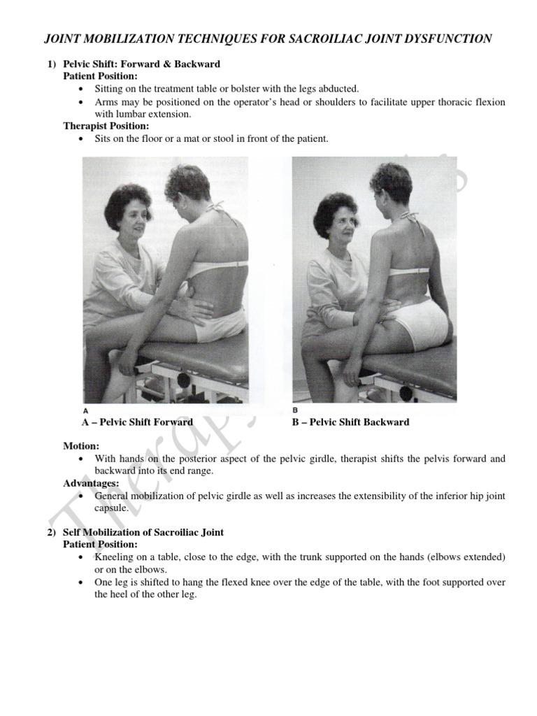 Sacroiliac Joint Mobilization Techniques | PDF | Pelvis | Anatomical ...