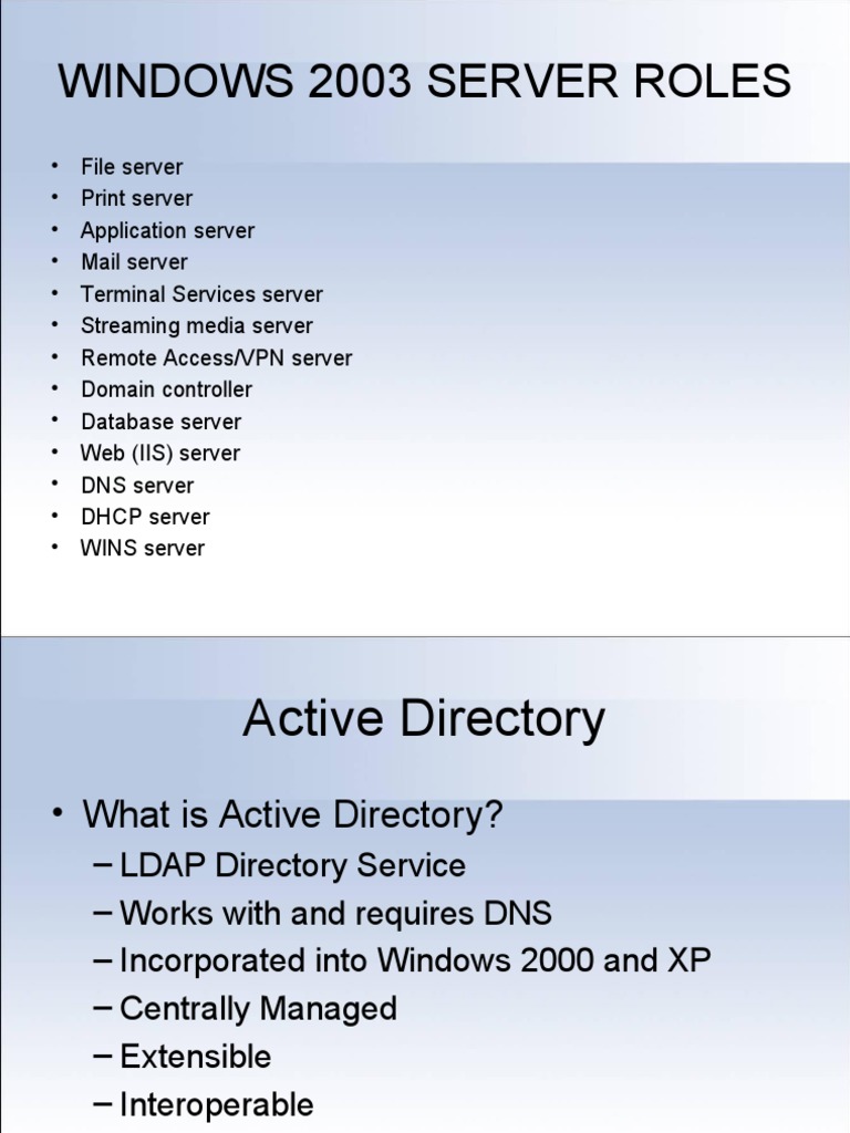 Windows Server 2003 Roles and Backup Guide | PDF | Operating System ...