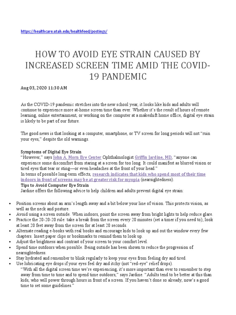 Tips to Prevent Digital Eye Strain | PDF