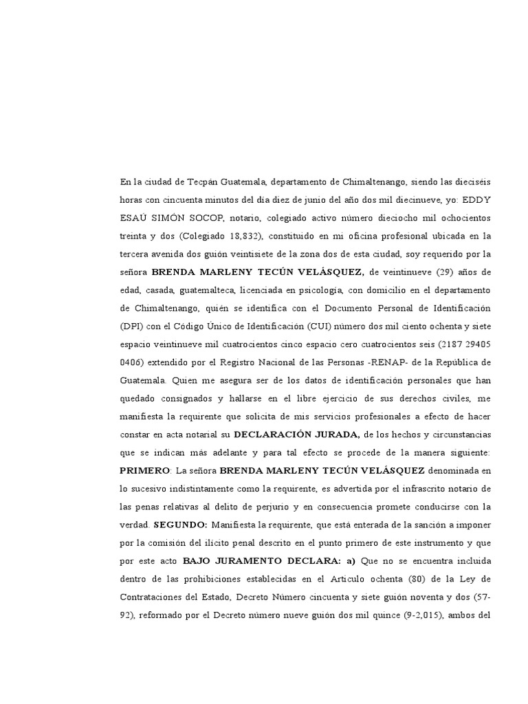 Declaración Jurada Art. 80 Contrataciones | PDF | Instituciones ...