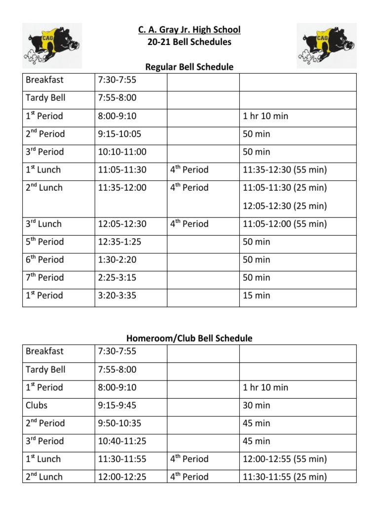 2021 Bell Schedule | PDF