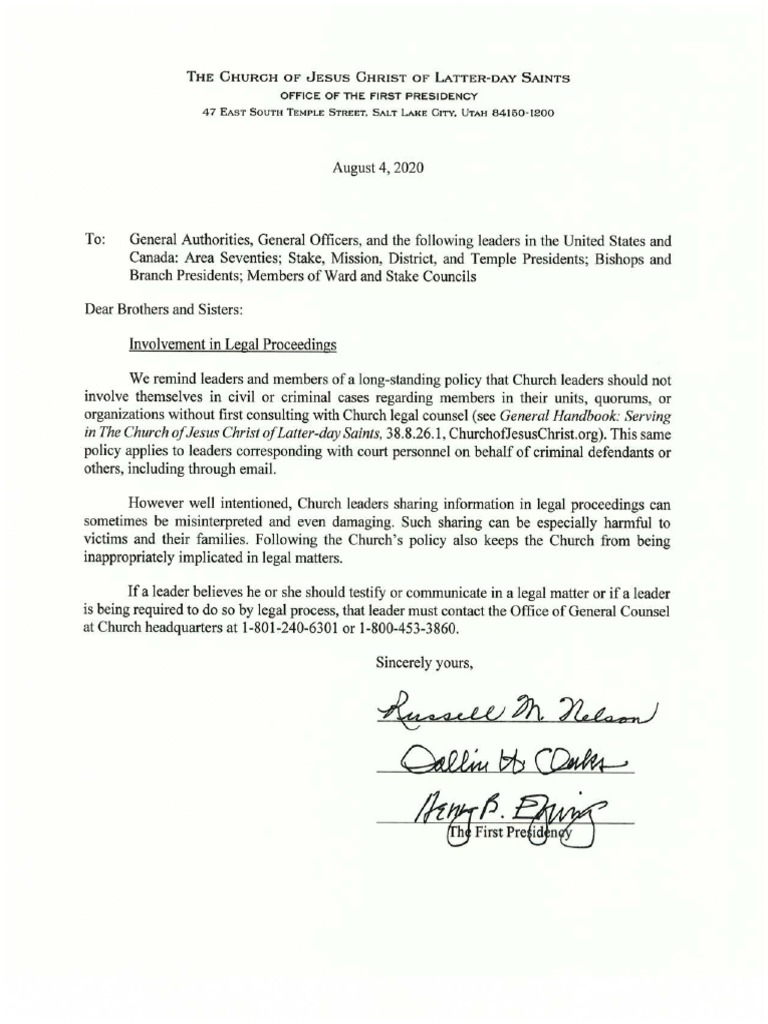 LDS Church Letter PDF
