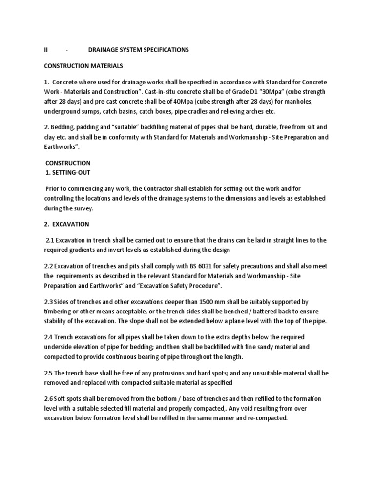 Drainage System Specification Final | PDF | Precast Concrete | Concrete