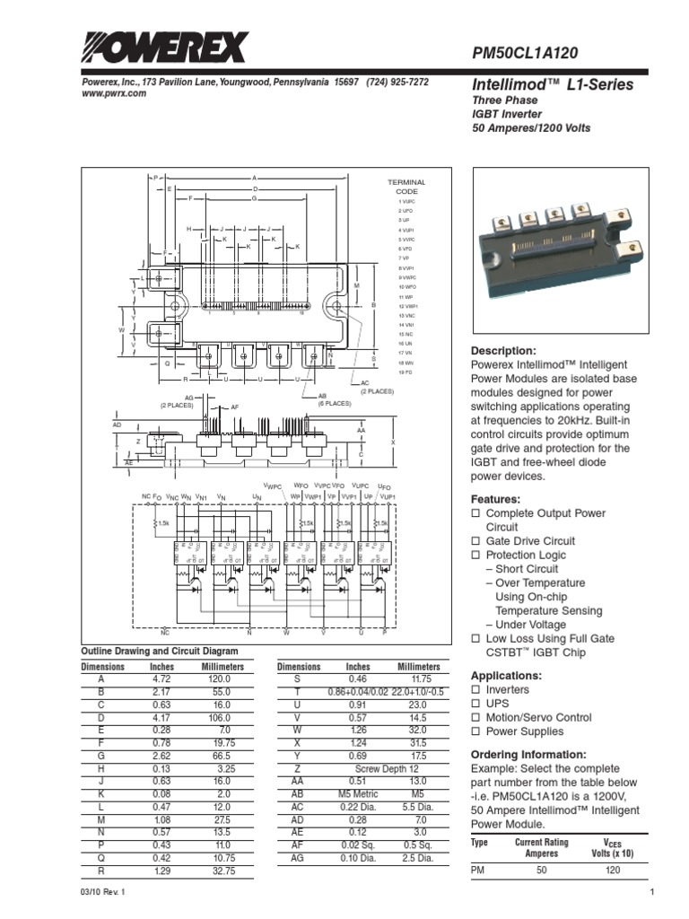 Intellimod™ L1Series PM50CL1A120 Powerex, Inc., 173 Pavilion Lane