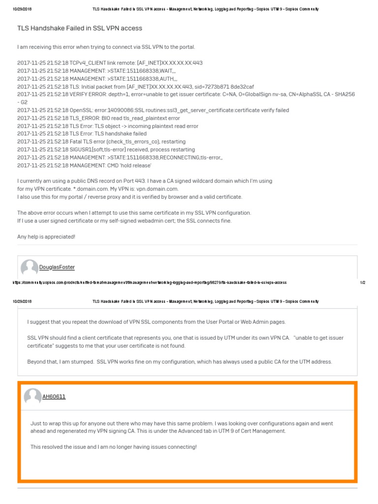 SSL VPN TLS Handshake Failure Solutions | PDF | Transport Layer ...