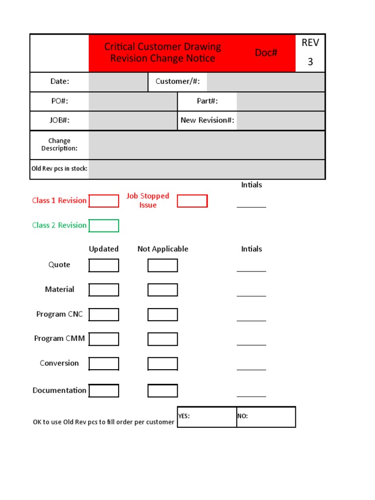 Critical Customer Drawing Revision Change Notice | PDF