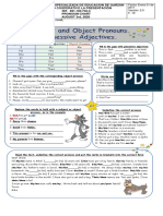 Pronouns chart and exercises to practice subject, possessive and object pronouns