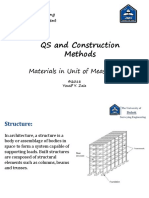 QS and Construction Methods: Materials in Unit of Measurement