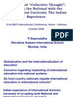 Beliefs" and "Collective Thought": Aligning The National With The International Curricula: The Indian Experience