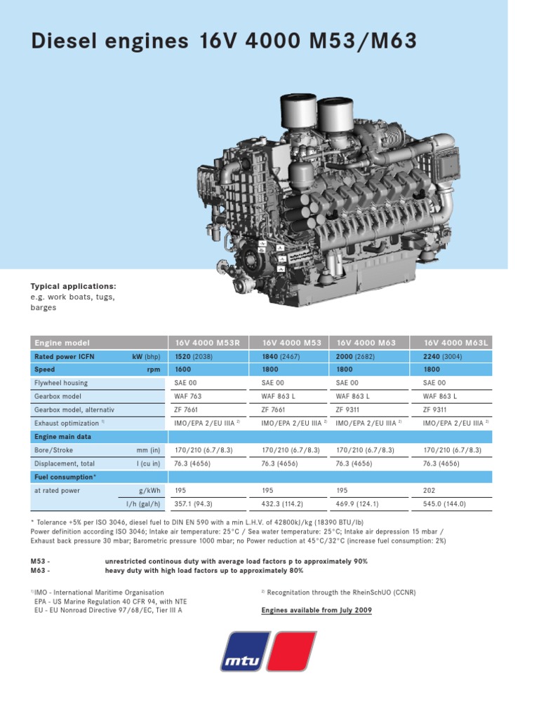 Mtu 16v4000 m53&m63 PDF | PDF | Horsepower | Pump