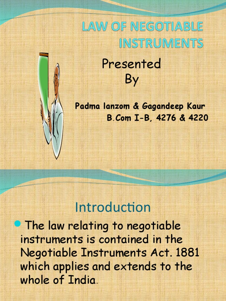 Definition Of Negotiable Instrumentpadma PDF Negotiable Instrument