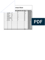 Purchase Sheet: SR# Item Price Per Unit Sales Price / Unit Qty Amount