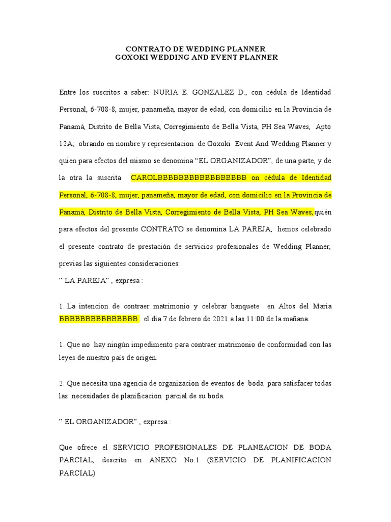 Contrato de Wedding Planner by Goxoki | PDF | Presupuesto | Justicia, image size:768x1024