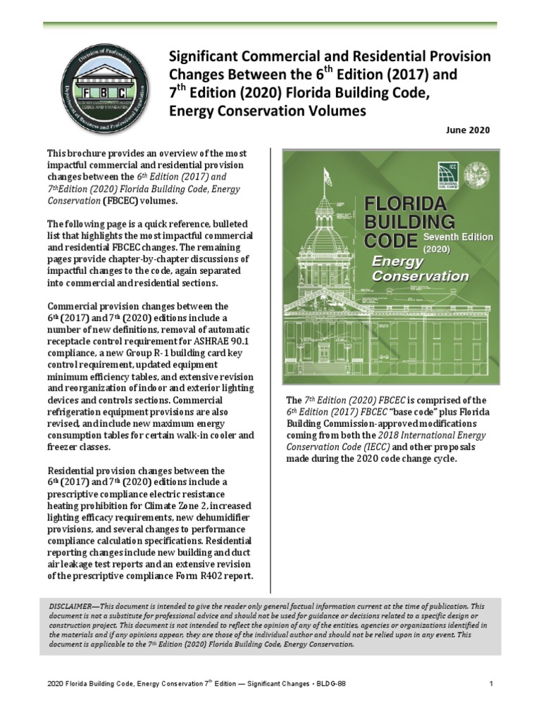 2020 Florida Building Code Changes Overview | PDF | Lighting | Refrigerator