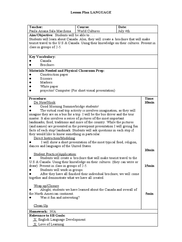 Lesson Plan LANGUAGE | PDF | Lesson Plan | Pedagogy