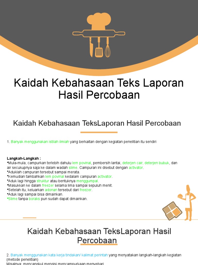 Kaidah Kebahasaan Teks Hasil Percobaan