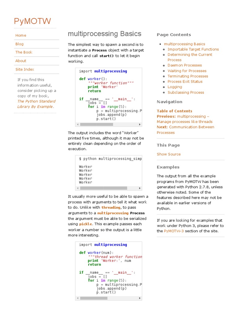 Multiprocessing Basics Python Module of The Week PDF Process