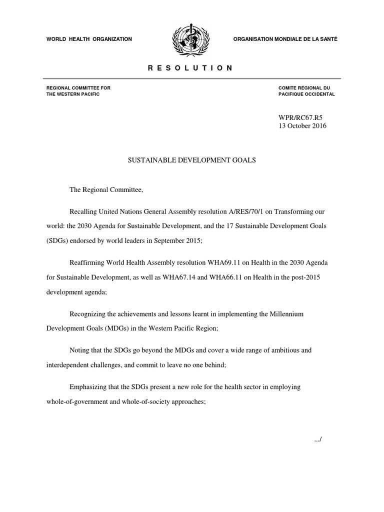 Final Resolution Template English PDF Millennium Development