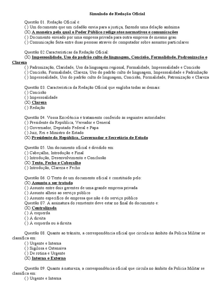 Simulado de Redação Oficial | PDF | Polícia | Governo