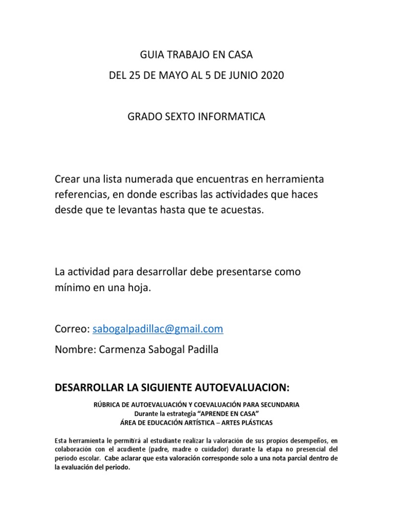 GUIA GRADO SEXTO INFORMATICA Del 25 DE MAYO Al 5 de JUNIO 2020 | PDF ...