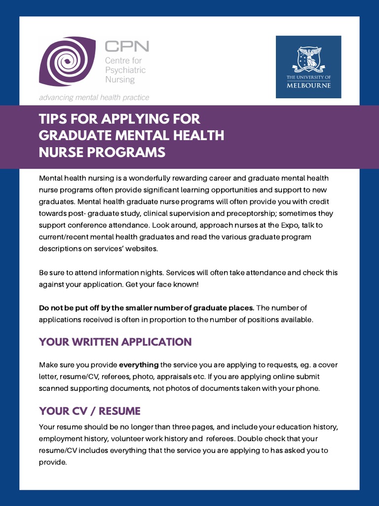 Tips For Applying For Graduate Mental Health Nurse Programs Your