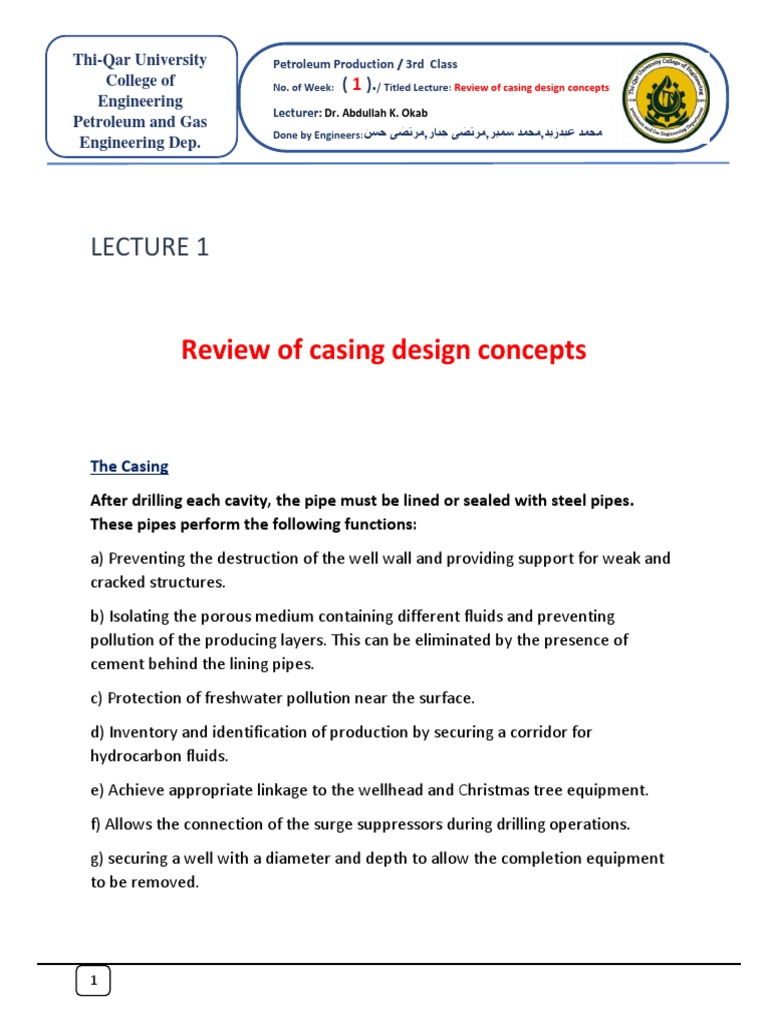 Casing Design Concepts in Petroleum Engineering | PDF | Casing ...