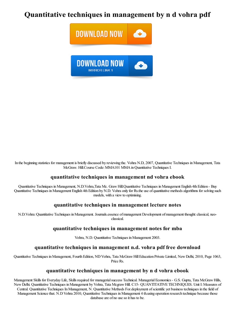 Quantitative Techniques in Management PDF | PDF | Quantitative Research ...