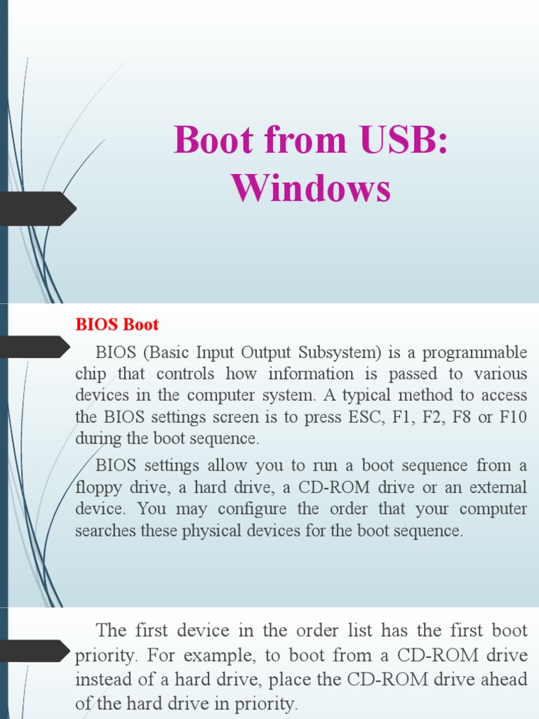 Configure BIOS to Boot from USB | PDF | Games & Activities | Computers