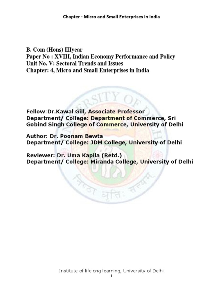 Micro and Small Enterprises in India PDF | PDF | Gross Domestic Product ...