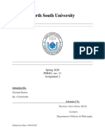 North South University: Spring 2020 PHI401, Sec: 11 Assignment 2