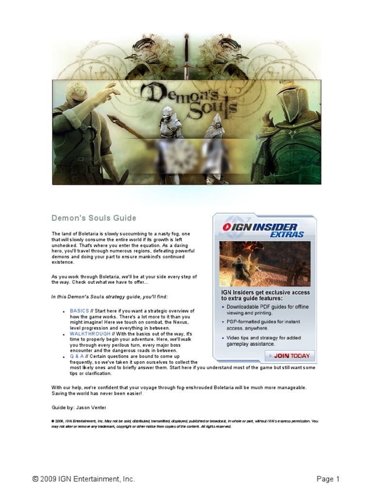Demon S Souls Guide 2009 Ign Entertainment Inc Pdf Magic