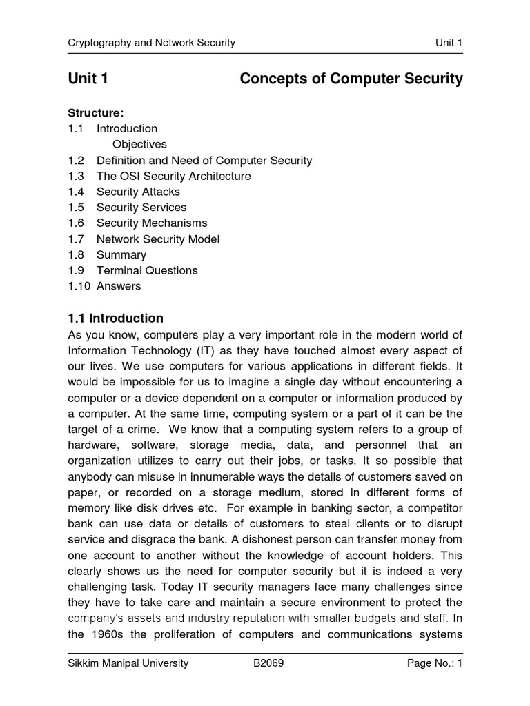 SLM - Unit 01 | Descargar gratis PDF | Information Security | Encryption