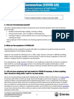 Novel Coronavirus (COVID-19) : Los Angeles County Department of Public Health Guidance Based On Test Results