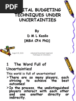 Capital Budgeting Techniques Under Uncertainties