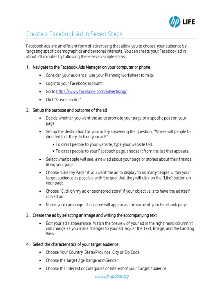 Create Facebook Ads in 7 Easy Steps | PDF | Facebook | Media Manipulation