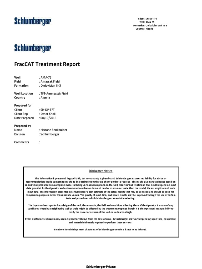 FracCAT Treatment Report for Well AMA-75 | PDF | Pump | Nature