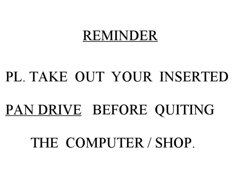 Remove Pan Drive Before Quitting | PDF