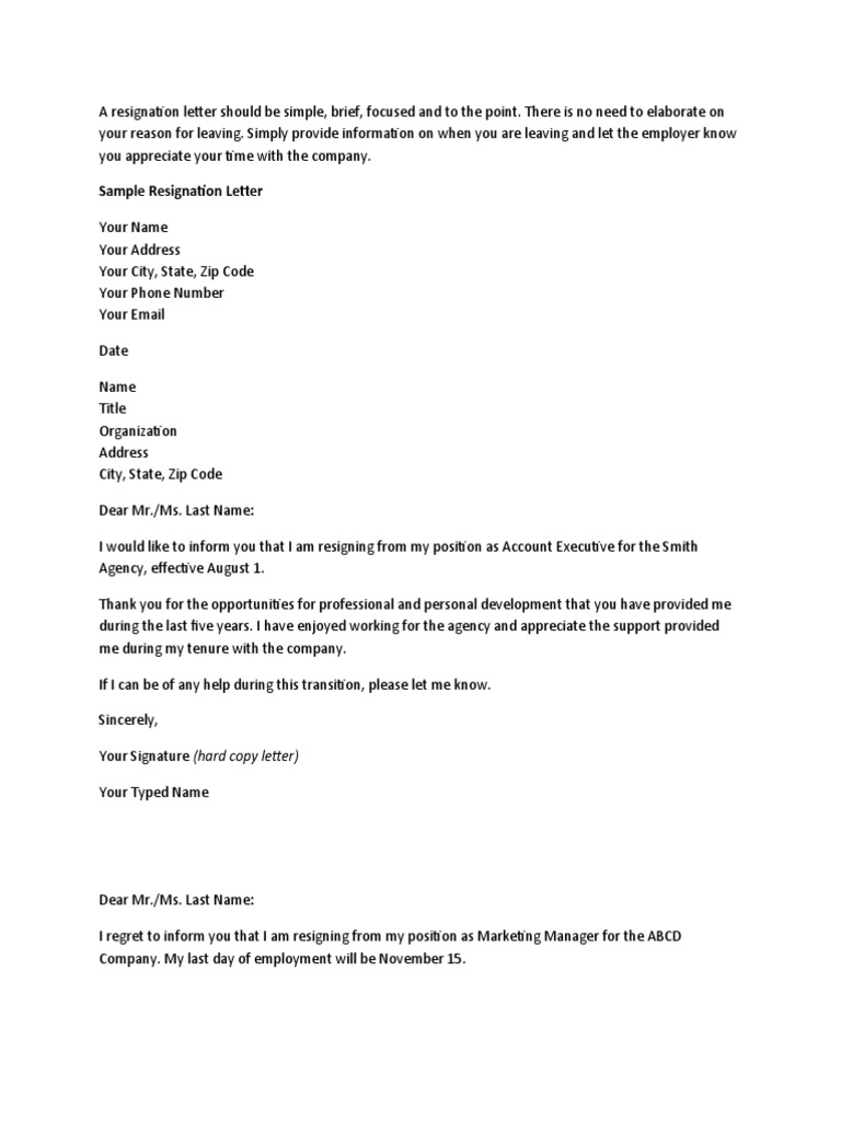 Sample Resignation Letter | PDF | Employment | Business, image size:768x1024