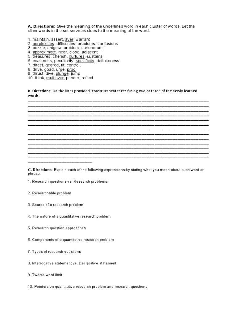 Understanding Research Problems and Questions | PDF | Cognition ...