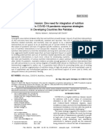 Beyond Transmission Dire Need For Integration of Nutrition Interventions in COVID-19 Pandemic-Response Strategies in Developing Countries Like Pakistan