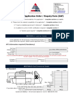 Seal & System Application Order / Enquiry Form (SAF) : SECTION 1: Customer Details