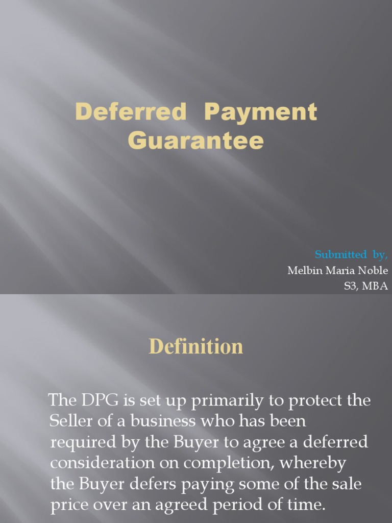 Deferred Payment Guarantee: Melbin Maria Noble S3, Mba | PDF ...