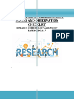 Preparation of Measurement Scales and Observation Checklist: Research Methodology Assignment Paper Code: C17